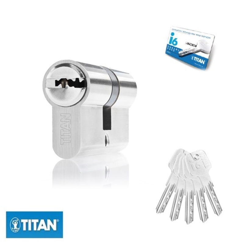 TITAN zárbetét i6 45/60mm fúrásvésett 5 fúrt kulcs matt nikkel (3286622)