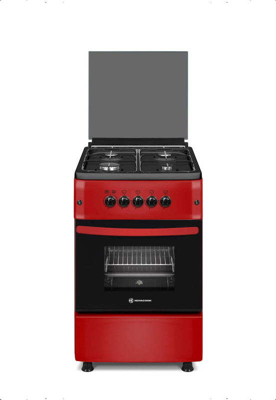 NOVACOOK PB-gáz üzemű gáztűzhely 4 égős 50x55 meggypiros (F5S40G2R)