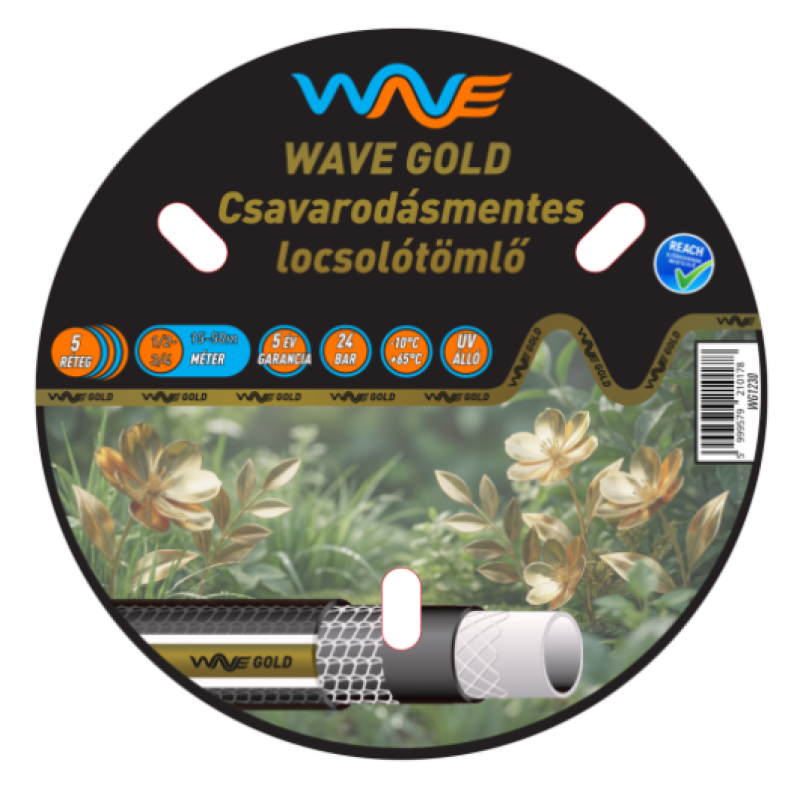 Wave Gold 5 rétegű csavarodásmentes locsolótömlő, 1/2