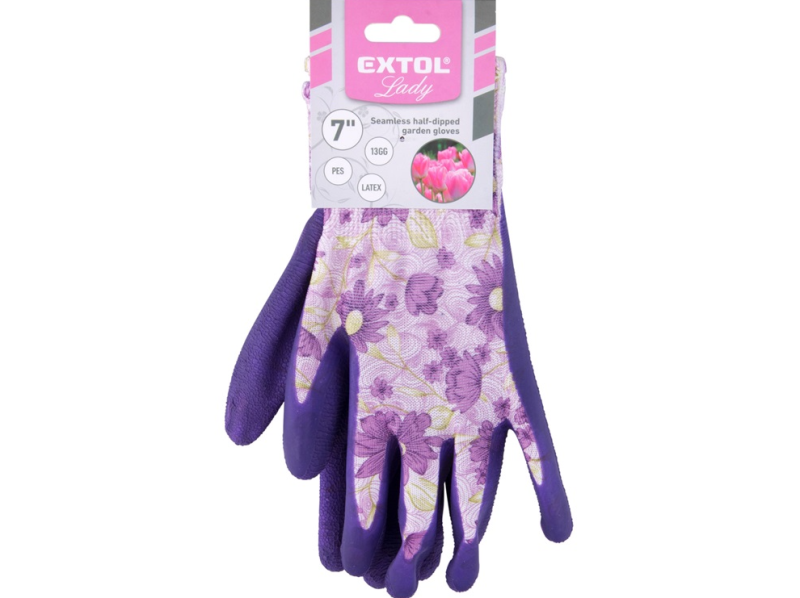Extol Lady kerti kesztyű, virágmintás, poliészter, 7` (8856664)