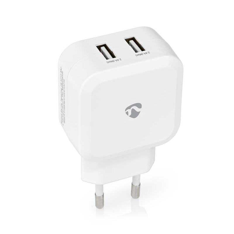Nedis fali töltő, gyors töltés, 24W, 2x USB-A (WCHAU484AWT)