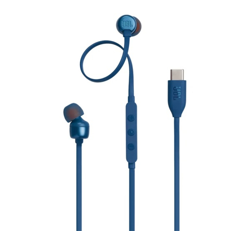 JBL T310C fülhallgató SZTEREO (Type-C, hangerőszabályzó, felvevő gomb, lapos kábel) SÖTÉTKÉKJBL-T310