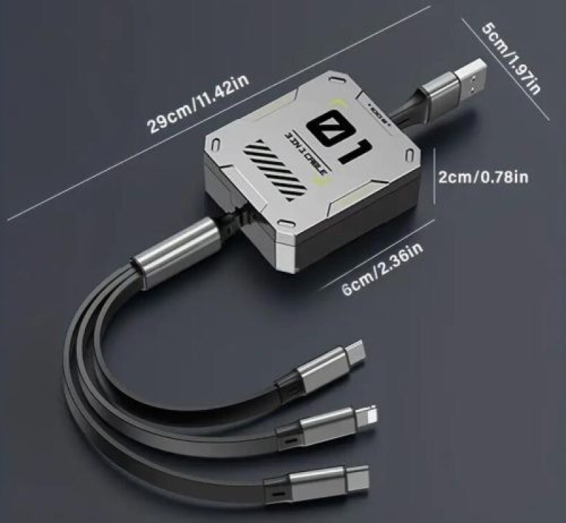 Gyorstöltő kábel visszahúzható, 3:1 ben