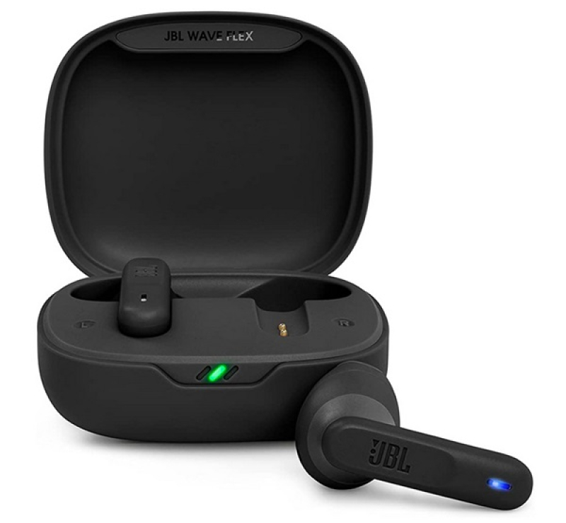 JBL WAVE FLEX bluetooth fülhallgató SZTEREO (v5.2, TWS, mikrofon, zajszűrő, IP54 + töltőtok) FEKETEJ