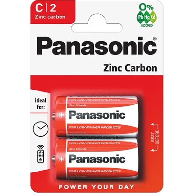 Panasonic elem Red Zinc 1.5V cink-mangán baby, 2db (3121669)