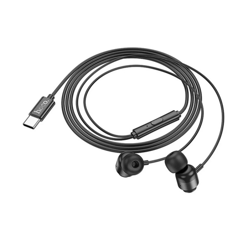 HOCO POWER fülhallgató SZTEREO (Type-C, mikrofon, felvevő gomb) FEKETEM122 BLACK