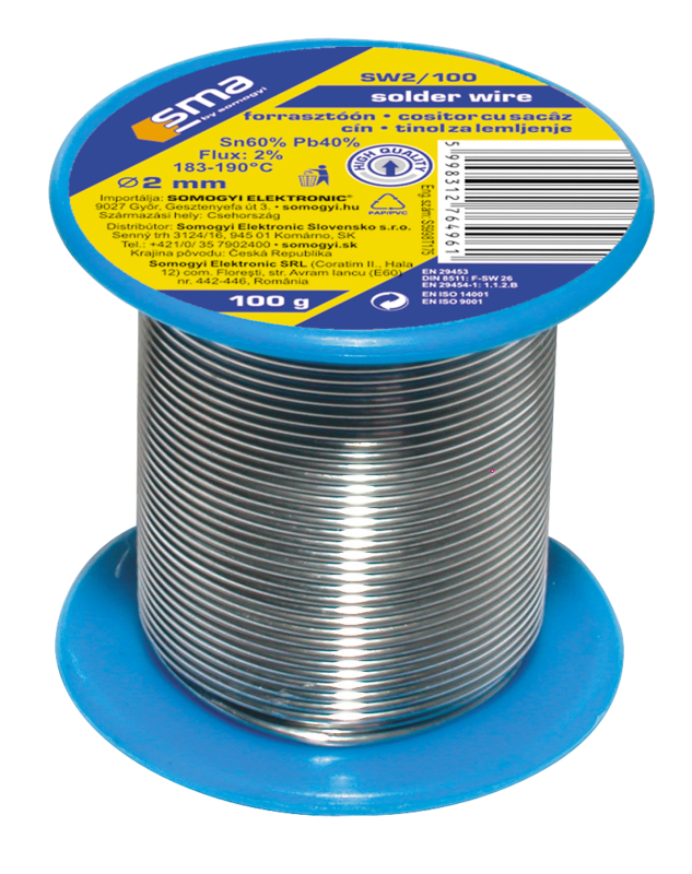 SMA forrasztóón 2mm, 100g (SW 2/100)