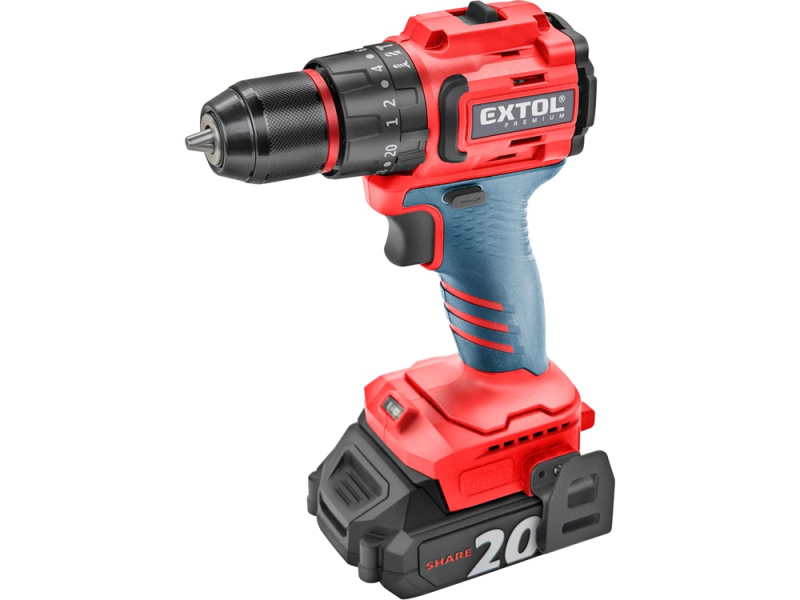 Extol Premium akkus ütvefúró- és csavarozó Share20V, Li-ion, 50Nm (8891808)