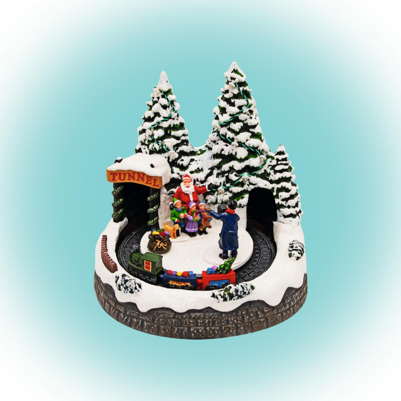 Home dioráma, karácsonyi életkép mozgó vasúttal (DRM 8)