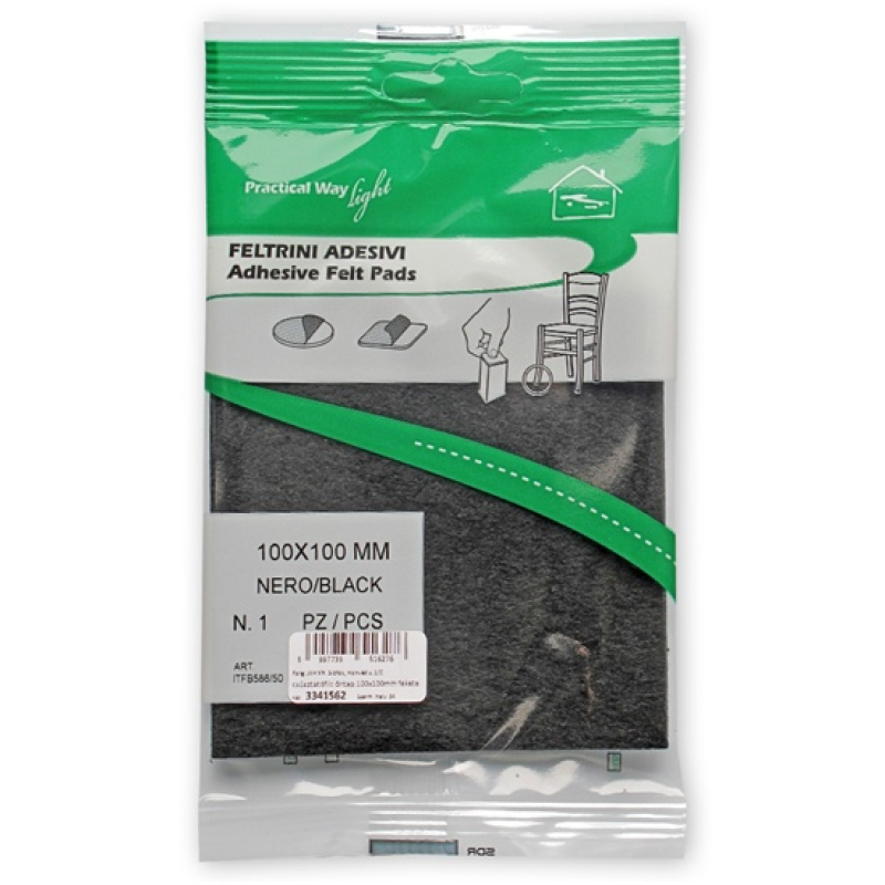 Csúsztatófilc öntapadó, 100  x 100 mm, fekete (3341562)