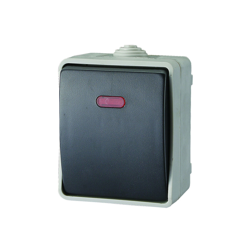 AQUATOP nyomókapcsoló irányfénnyel, IP54,  szürke (9877H)