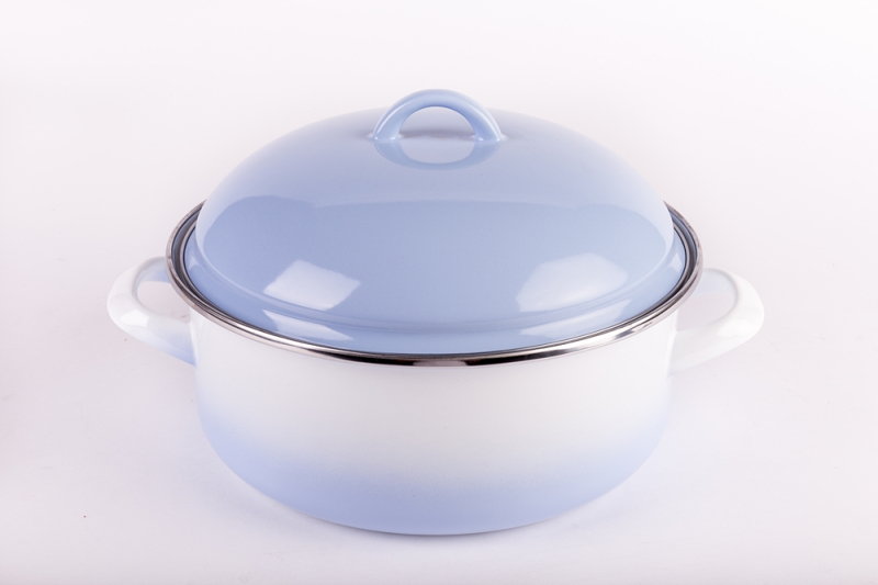 Bonyhádi zománcozott lábas + fedő kék árnyalt 22 cm
