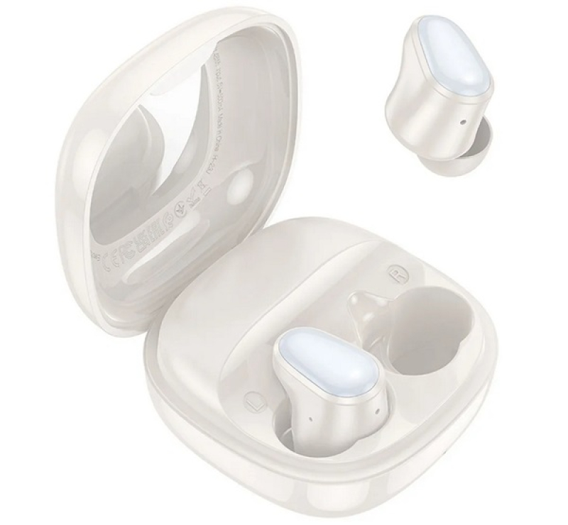 HOCO FUN bluetooth fülhallgató SZTEREO (v5.3, TWS, mikrofon + töltőtok) FEHÉREQ13 MILKY WHITE