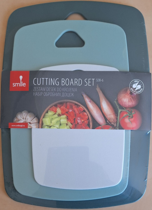 MPM Smile vágódeszka készlet, 3db szürke-zöld-bézs (SDB-6)