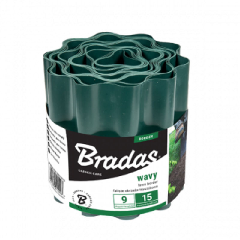 Bradas gyepszegély zöld színű, 9mx10cm, hullámos (1503166 - OBFG 0910)