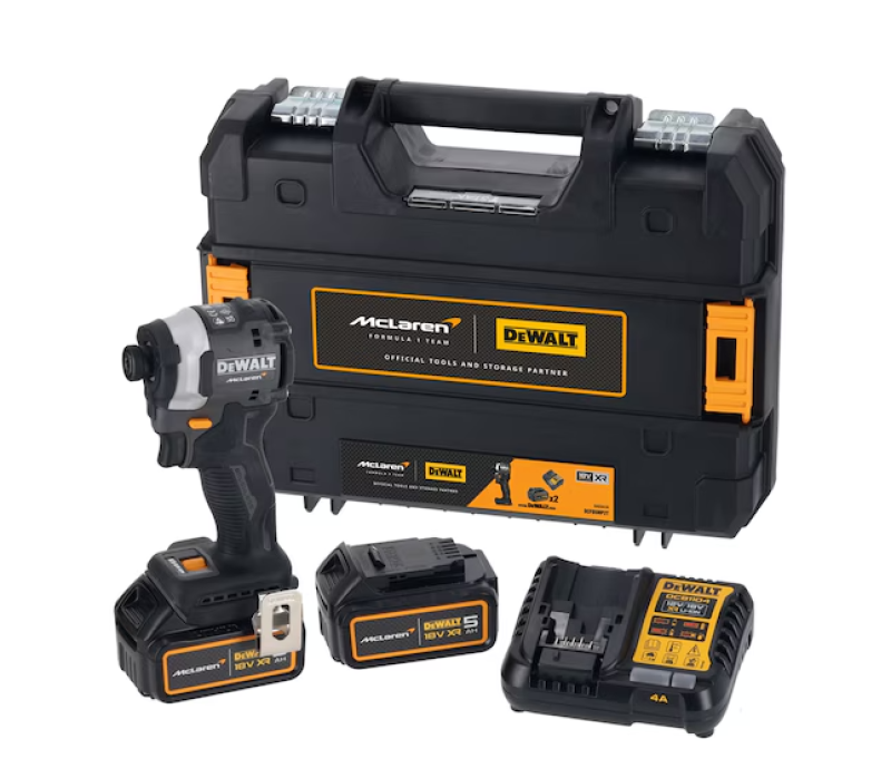 Dewalt x McLaren F1 Team 18V, 2db 5Ah akku és töltő (DCF85MP2T-QW)