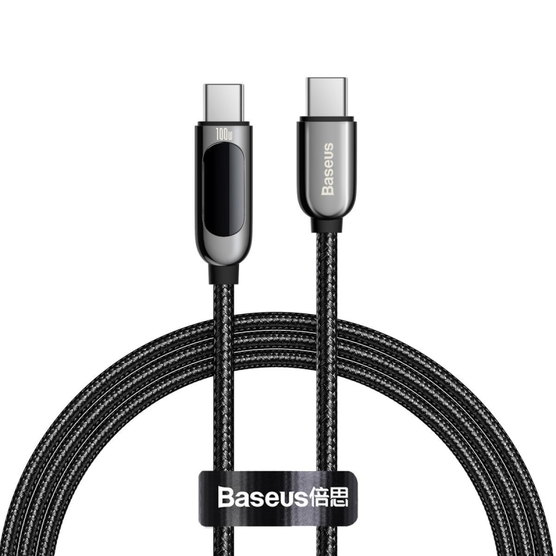 Baseus adatátviteli kábel, USB töltő - Type-C / Type-C, 1m, 100W (20V/5A), LED jelző, PDgyorstöltés