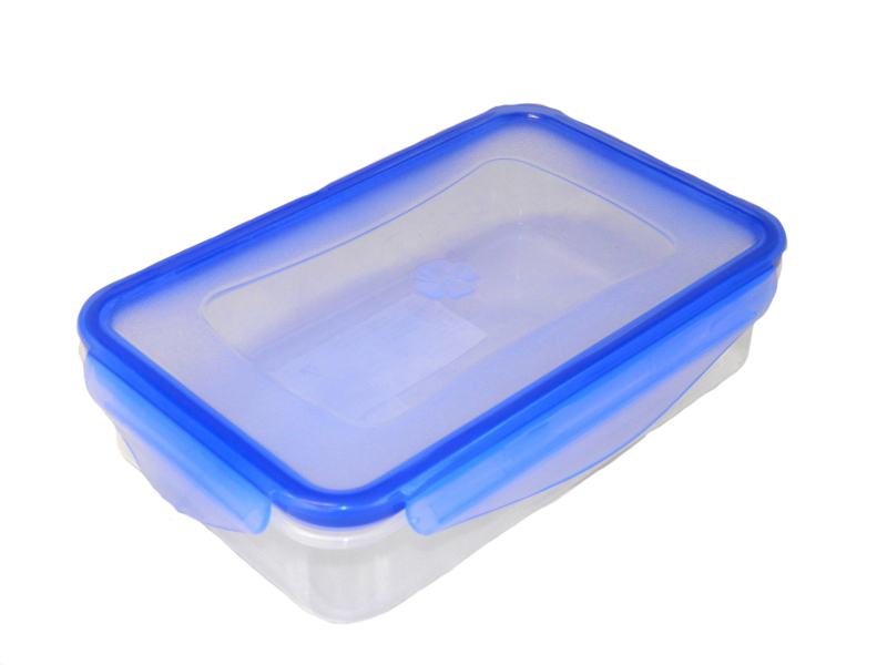 Csatos, szögletes műanyag ételdoboz 0,75 l kék (577)
