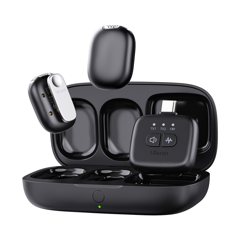 Ulanzi A30 vezeték nélküli mini lavalier mikrofon, 2 mikrofon és 1 vevő, usb-c, lighting, fekete (UL