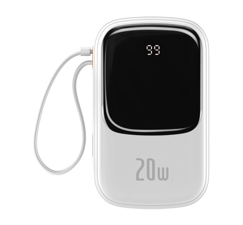Baseus QPOW vésztöltő USB+Type-C+lightning aljzat (20000mAh, 20W, PD gyorstöltő, LED kijelző + light
