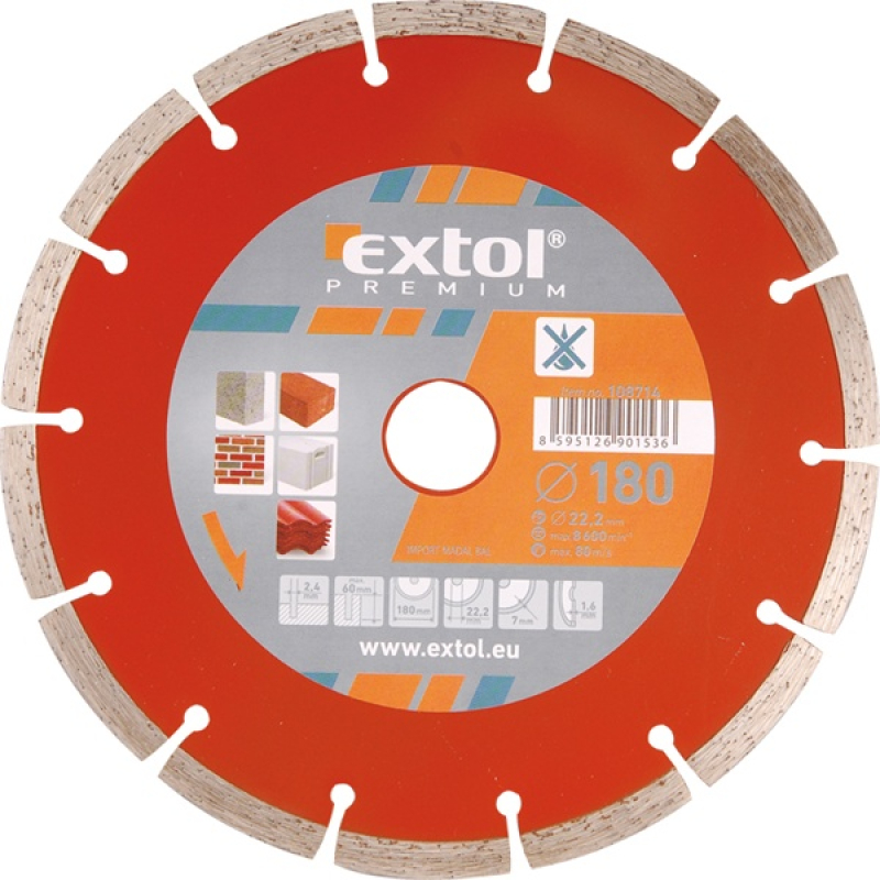 Extol Premium gyémánt vágótárcsa szegmenses 115×22,2 mm (108711)