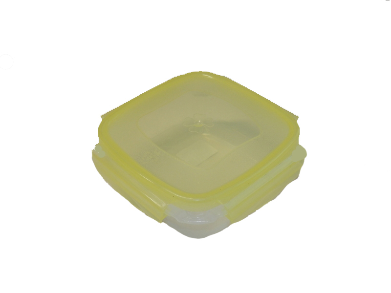 Csatos, szögletes műanyag ételdoboz 550 ml sárga (590)