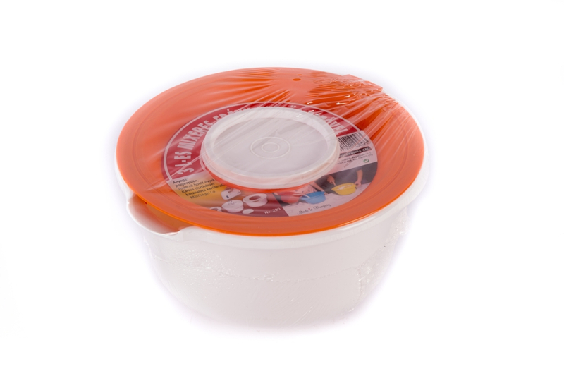 Keverőtál műanyag, kettős tetővel 3 l narancs (290)