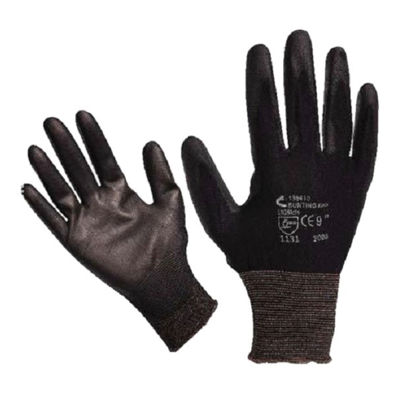 Kötött védőkesztyű, poliuretánba mártott,fekete 10-es HS-04-003