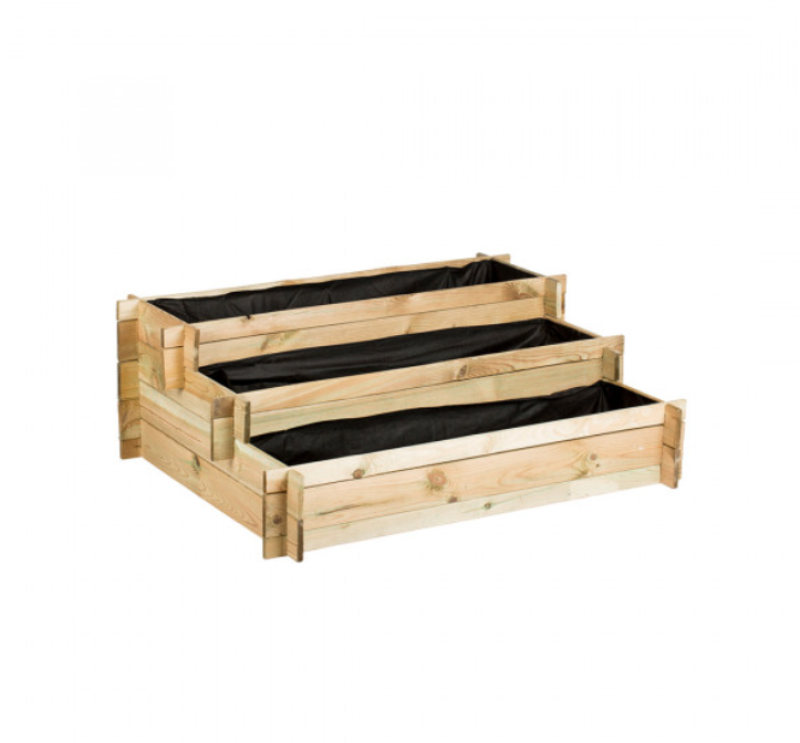 Natur Scala fenyő magaságyás geotextíliával 3 szintes natúr 113x40x88cm (16455)