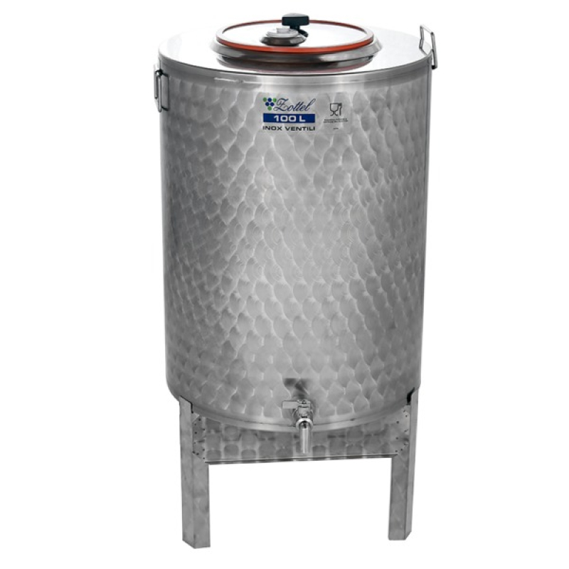Inox olajtartály 50L kotyogóelőkészítéssel, lábbal Zottel (10860)