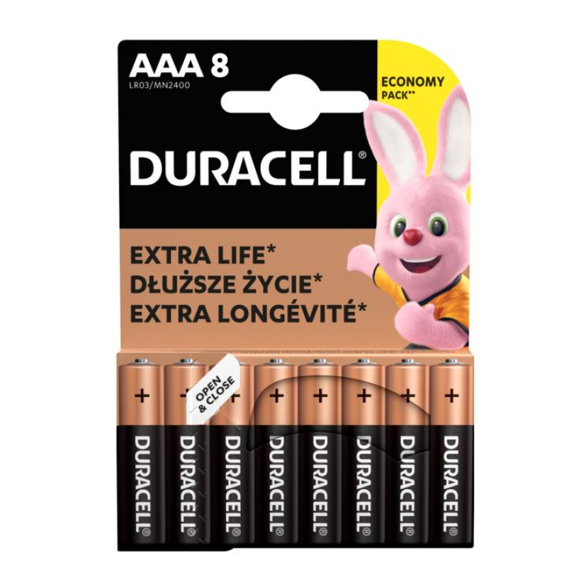 Duracell 10PP110026 AAA elem, 1,5V 8db/csomag (LR03)