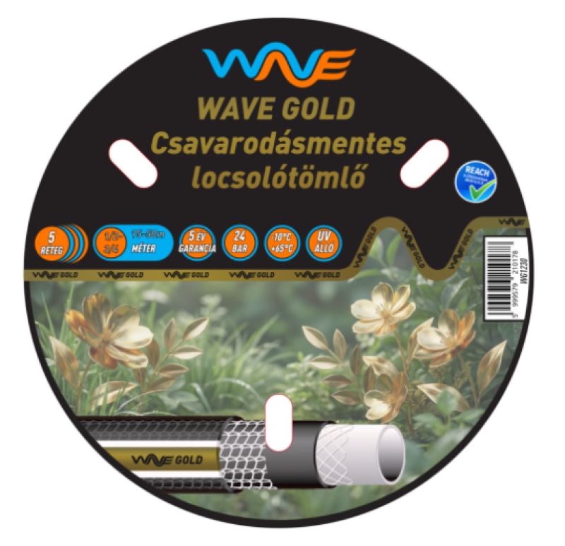 Wave Gold 5 rétegű csavarodásmentes locsolótömlő, 1/2