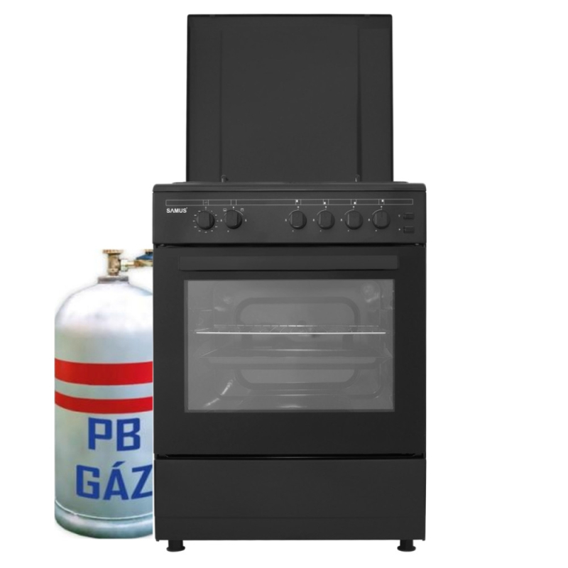 Samus (SM667APGSANT) gáztűzhely PB-gáz üzemű,wok égővel, piezo, 60 cm, antracit  - Csomagolás sérült