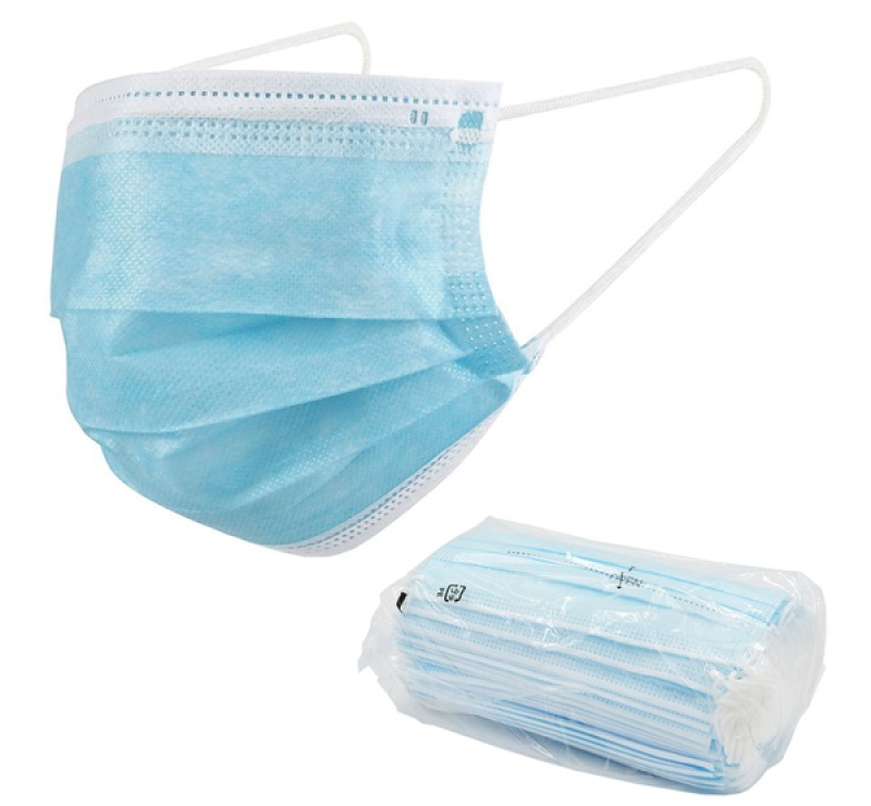 Szájmaszk (3 rétegű, gumis fülpánt, 50db/doboz) VILÁGOSKÉK