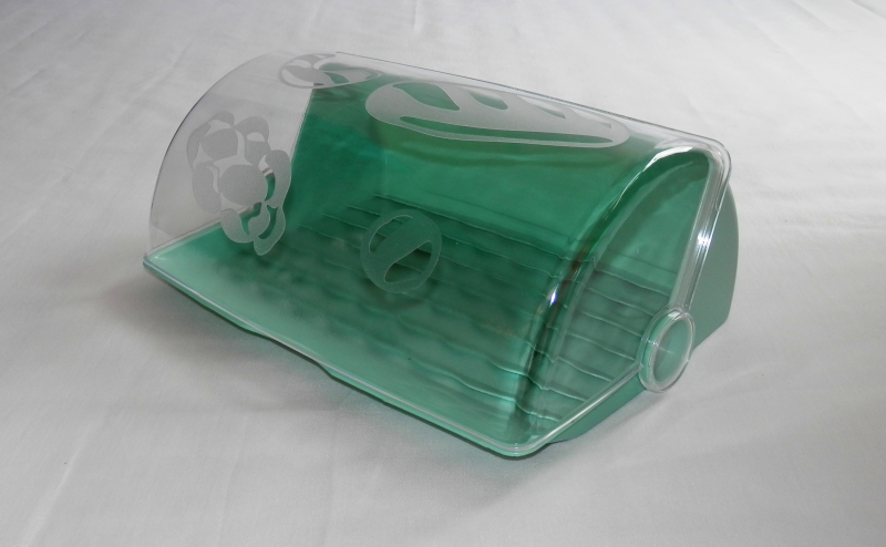 Kenyértartó, mintás ajtóval, mentazöld műanyag (554)