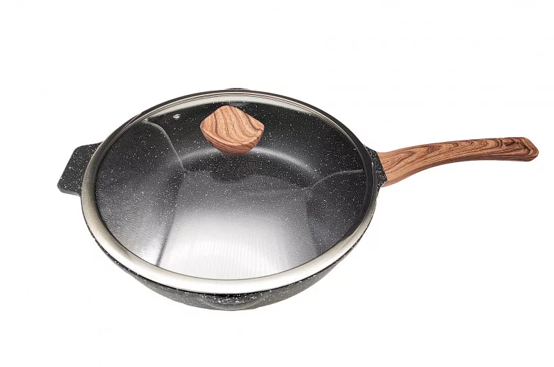 Bravo indukciós wok serpenyő fedővel, 28cm (B-4932)