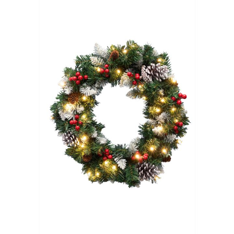 Home meleg fehér LED-es műkoszorú, 45cm (KMK45LED)