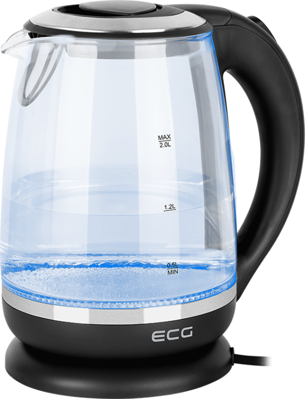 ECG RK 2080 Glass vízforraló, 2l-fekete