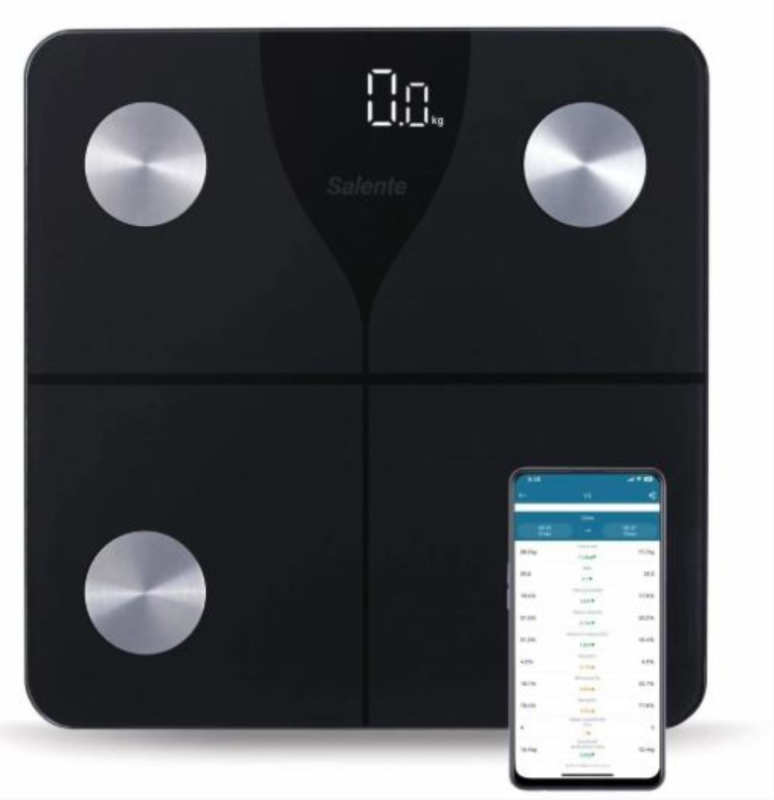 Salente SLIMFIT-BK SlimFit, személyi diagnosztikai fitnesz mérleg, Bluetooth, fekete