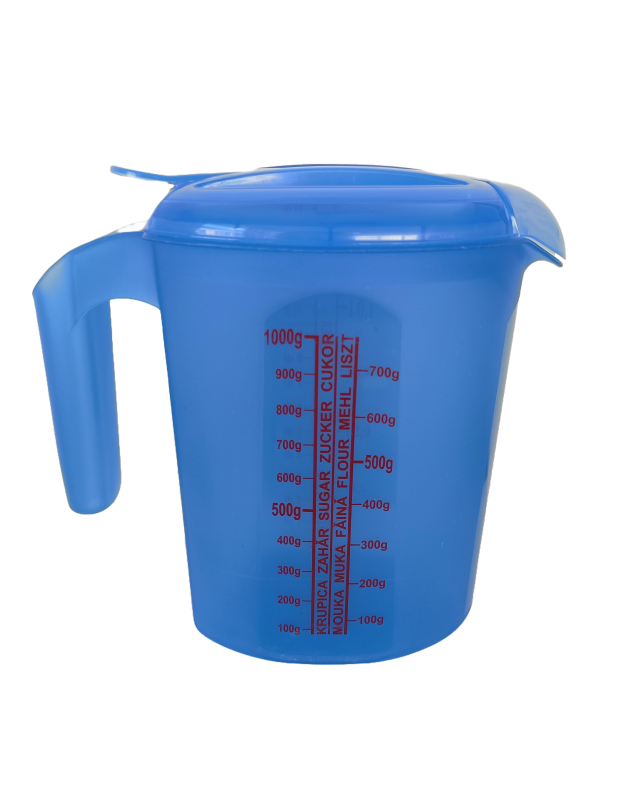 Mércés műanyag kancsó tetővel 1L, kék (533/1)