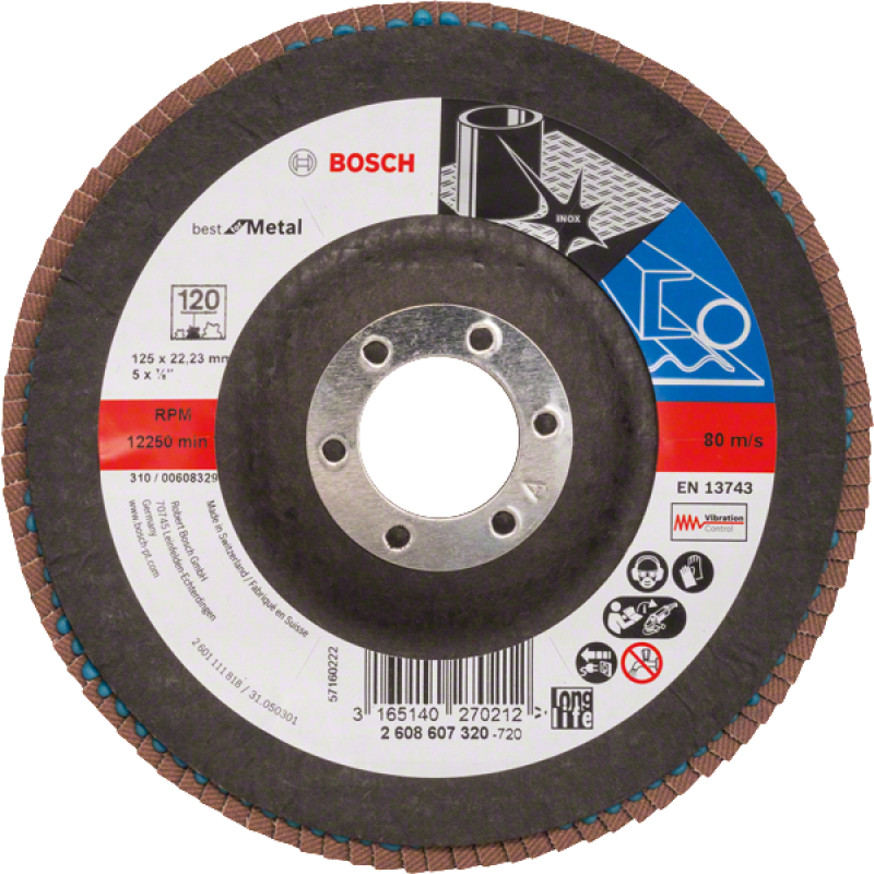 Bosch X571 Zirkon legyezőtárcsa o 125 mm, o 22.23 mm, P120