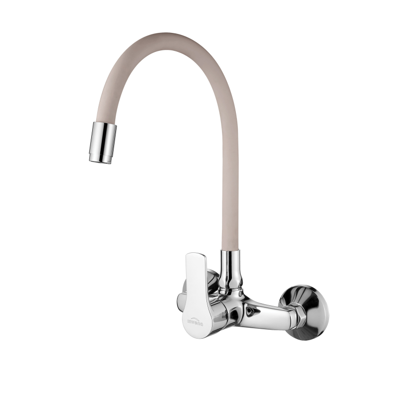 Invena Verso fali mosogató csaptelep flexibilis kifolyóval, bézs (INV_BC-82-E3S)