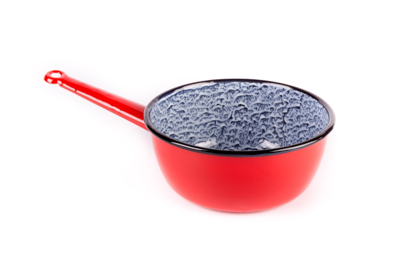 Bonyhádi zománcozott nyeles, magas serpenyő 18 cm