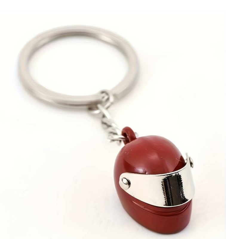 Motoros bukósisak kulcstartó, fém, piros (W16362-11R)