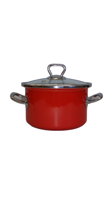 Bonyhádi Elit piros fazék üvegfedővel fémfüllel 24 cm 5,5 liter