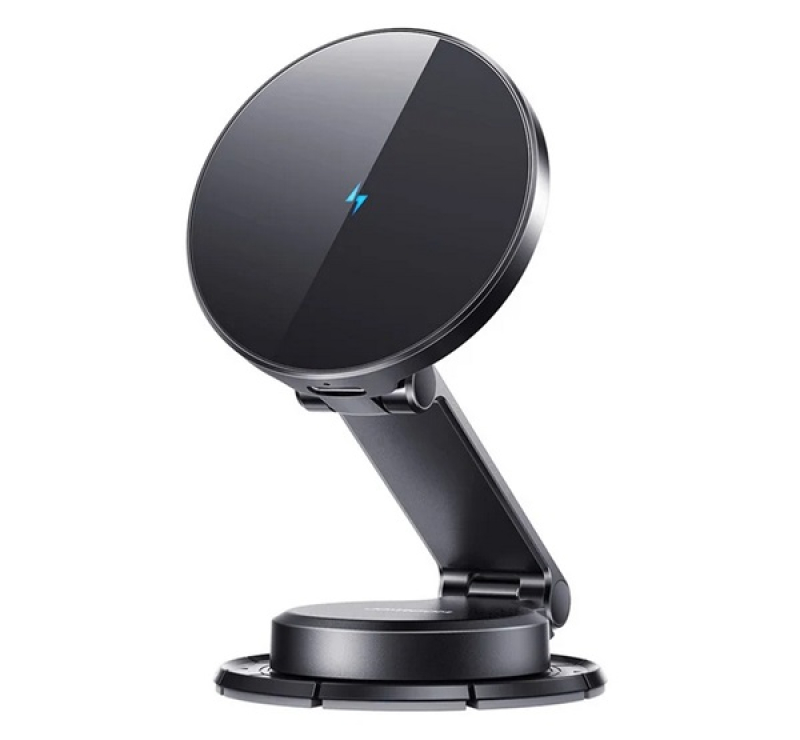 JOYROOM autós tartó (műszerfalra, mágneses, gyorstöltő, 15W, wireless, LED jelzés) FEKETEJR-ZS408_B